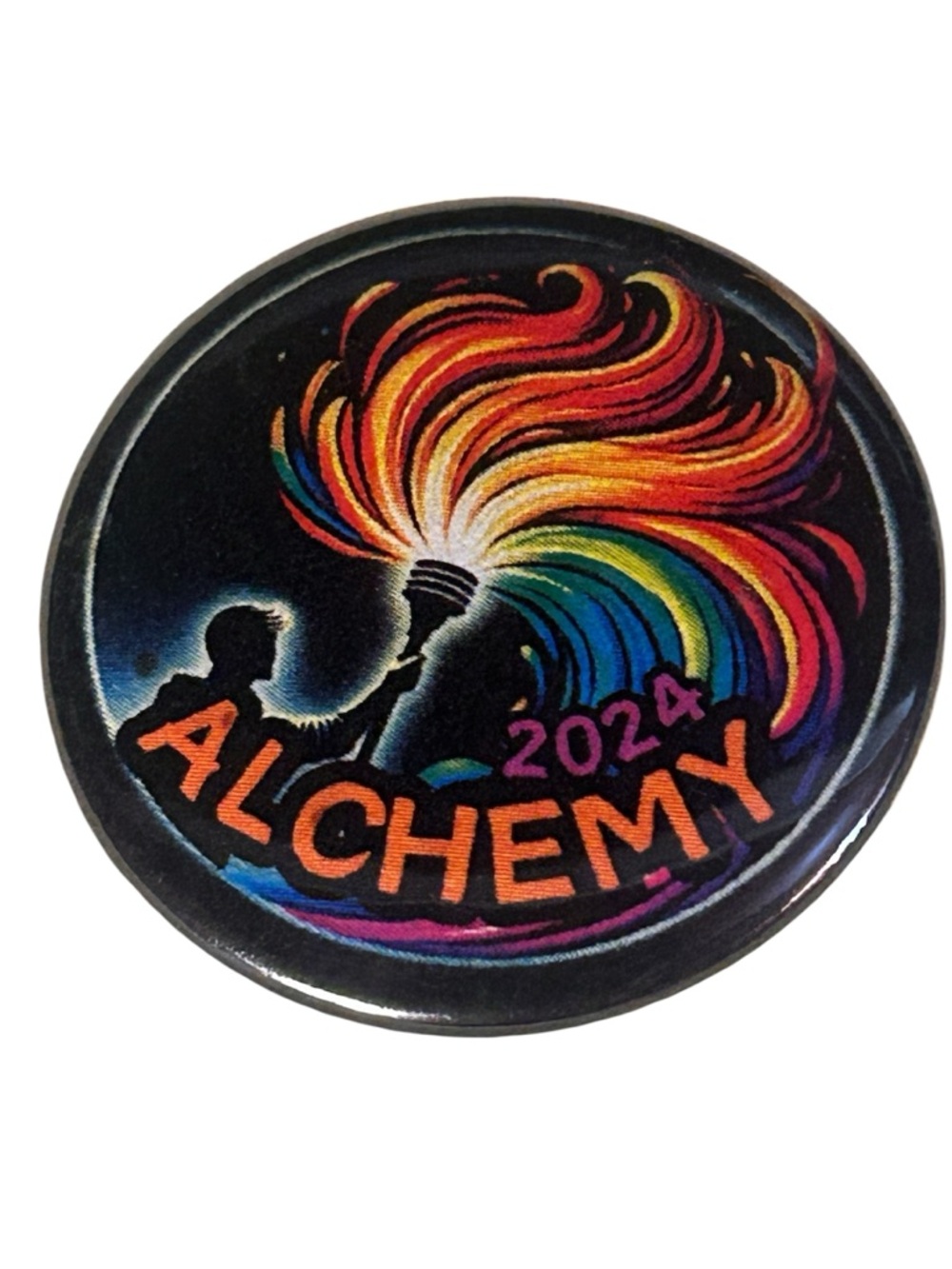 Alchemy 2024 Rainbow Torch Button Pin - Alchemy Festival